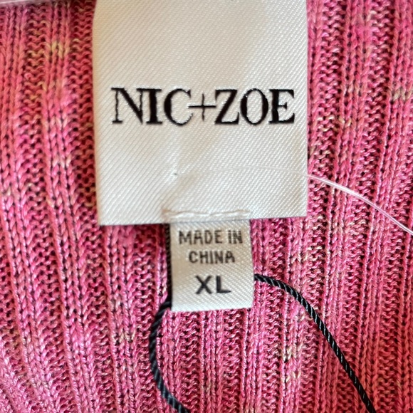 NIC + ZOE  linen blend long Cardigan in a twirl Raspberry Pink Button ribbed XL - Picture 10 of 14